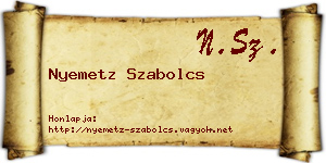 Nyemetz Szabolcs névjegykártya